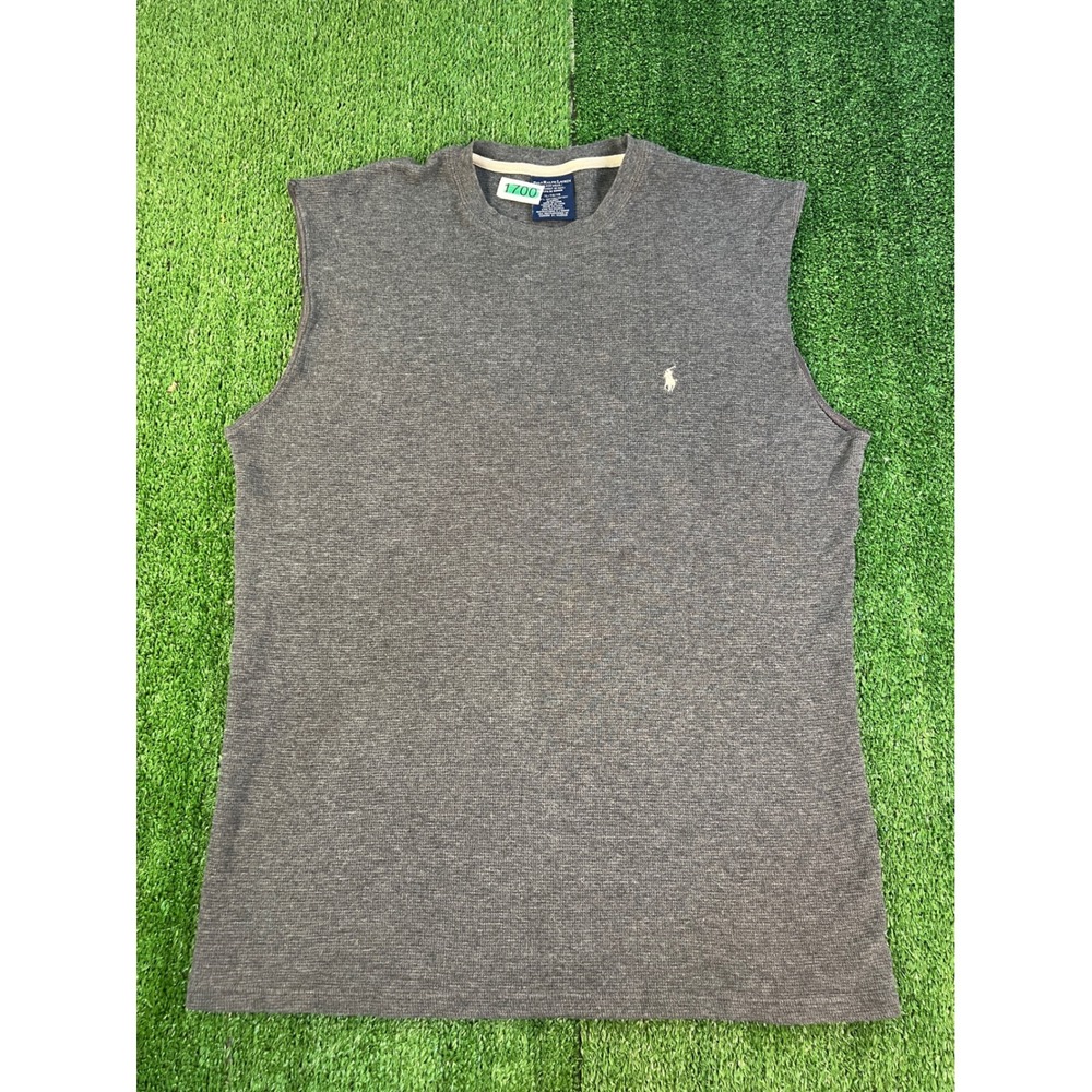 Polo Ralph Lauren Mens XL Gray Waffle Knit Sleeveless Sleepwear Tank Shirt Pony